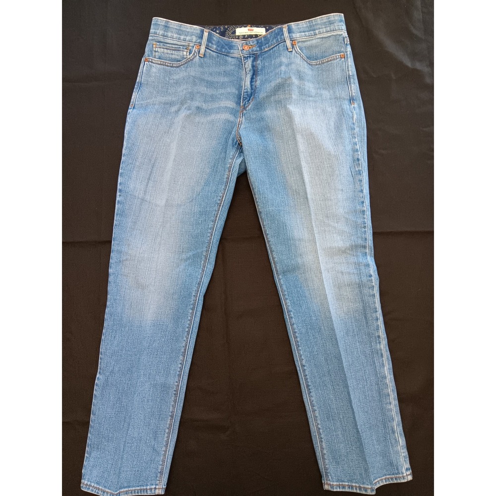 Levis 525 Perfect Waist Straight Leg Jeans Womens 16 S/C Light Wash Blue Denim